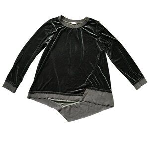 Easel Lagenlook Velour‎ Top Women's Medium Long Sleeve Sweatshirt Asymmetrical